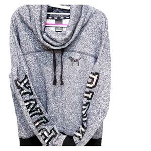 Victoria Secret PINK grey sequin cowlneck pullover